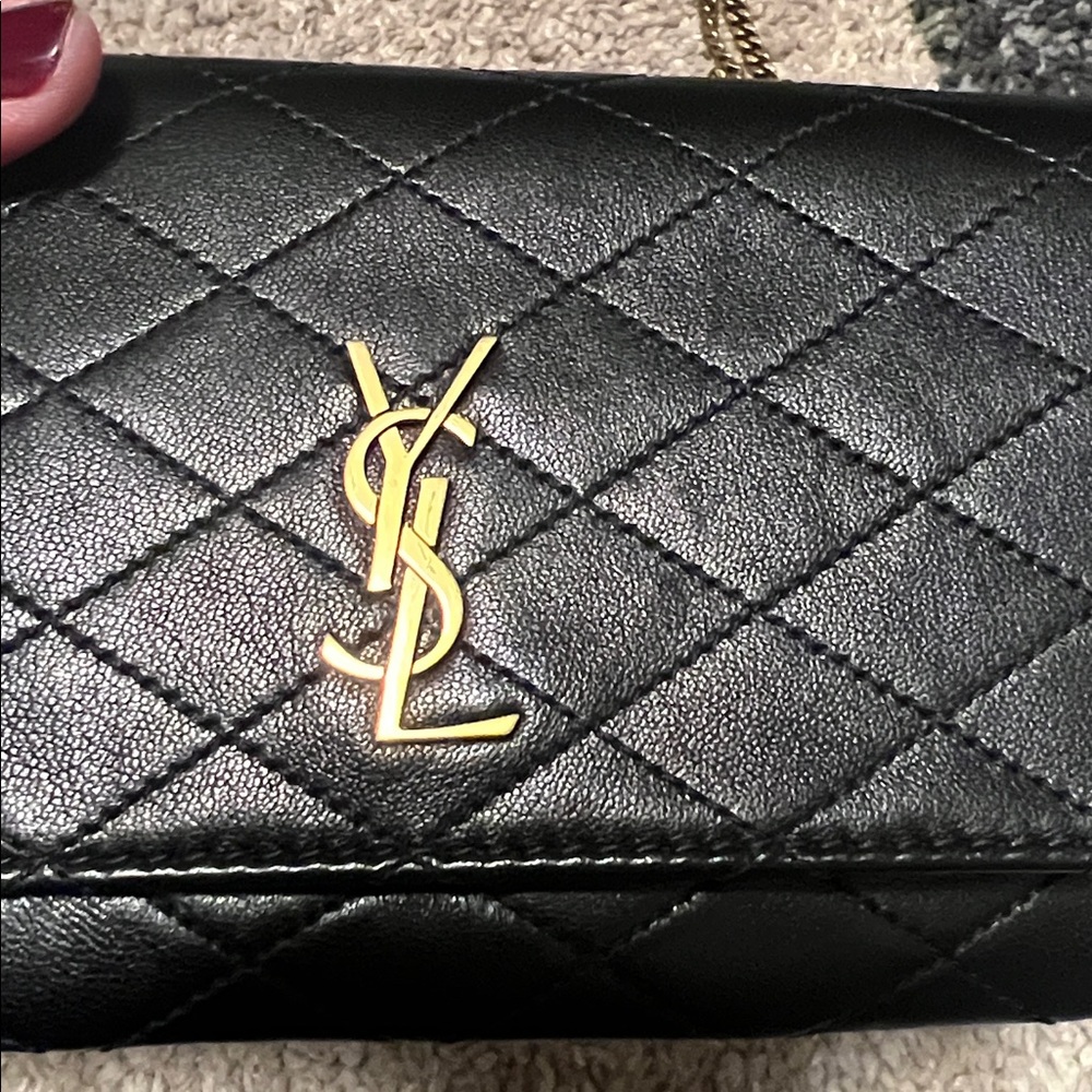 YSL Saint Laurent Gaby Phone Holder, black quilted with gold chain NWT! - Picture 13 of 17